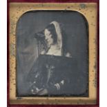 *Sixth-plate daguerreotype of a seated lady holding a cased daguerreotype, by Richard Beard, Royal