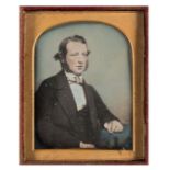 *Ninth-plate tinted daguerreotype copy of a young man, by Thomas Chapman Browne, c. 1850, a little