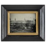 *Half-plate ambrotype of an unidentified stone cottage, c. 1860, 10 x 13.5cm, wooden frame with gilt