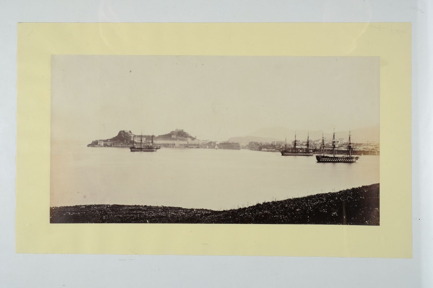 *Corfu. Two rare views of Corfu, c. 1870, albumen print photographs, both showing British three- - Image 2 of 2