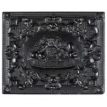 *Basket of fruits and vegetables. A quarter-plate black thermoplastic union case by Holmes,