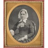 *Sixth-plate daguerreotype of a seated woman by Jeremiah Gurney, 349 Broadway, New York, mid