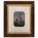 *Half-plate ambrotype of Elizabeth Brag, 1858, tinted, label inside reads 'taken 11 Oct 1858 by