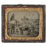 *Sixth-plate ambrotype of brickmakers on an unidentified building site, by an unknown