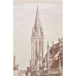 *Architecture. A large salted paper print of a cathedral tower, c. 1850, numbered 116 in the