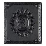 *Stealing the Bird's Eggs. Rare sixth-plate black thermoplastic union case by Samuel Peck & Co.,