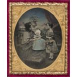 *Two ninth-plate ambrotypes of children, by William Henry Franklin, c. 1860, in leather cases