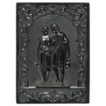 *Two Lovers Going to the Well. Very rare composite plate black thermoplastic union case, c. 1856,