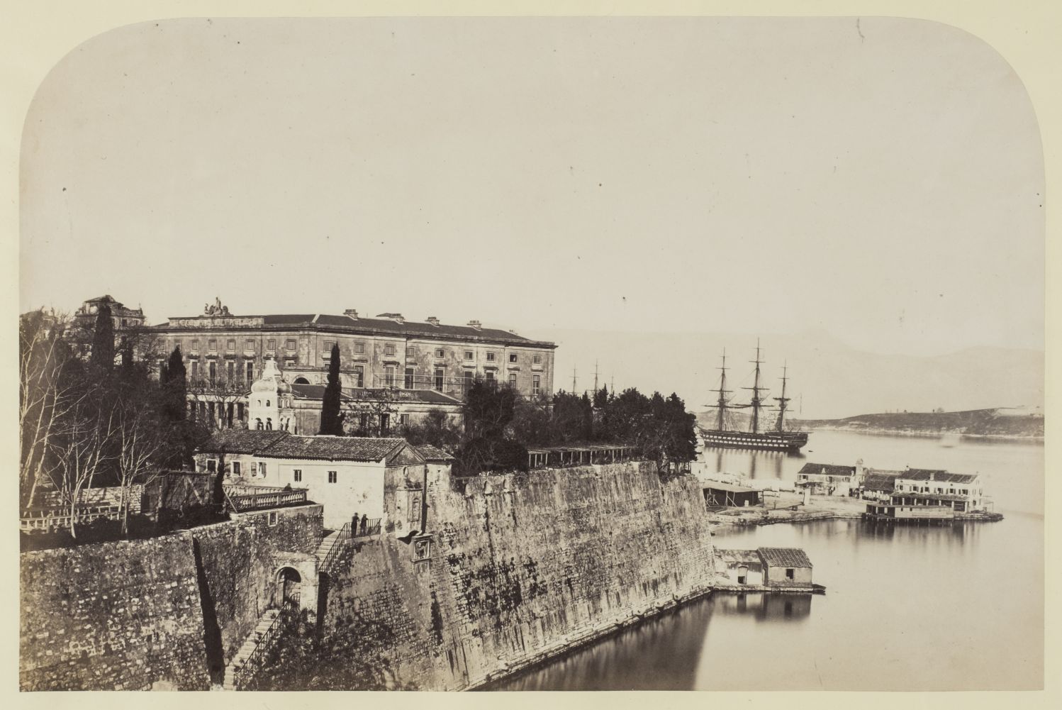 *Corfu. Two rare views of Corfu, c. 1870, albumen print photographs, both showing British three-