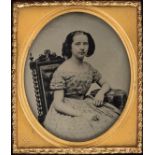 *Sixth-plate ambrotype of a seated girl, by A. Judson & Sons, 238 Broad Street, Newark, NJ, late