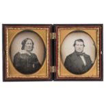 *Two sixth-plate daguerreotypes of a husband and wife, by Nathaniel C. Jaquith, 167 Broadway, New