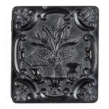 *Harvest Motif. Sixth-plate black thermoplastic union case by Scovill Manufacturing Co., housing