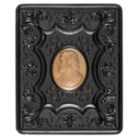 *Unlisted variant scroll with cameo. Very, very rare quarter-plate black thermoplastic union case by