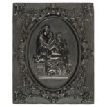 *The Holy Family. Very rare half-plate brown thermoplastic union case by Holmes, Booth & Haydens, c.