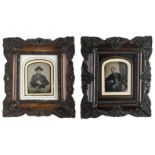 Half-plate ambrotype of a seated gentleman, early 1860s, 15 x 11cm, oval wood and plaster frame with