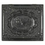 *The Clipper Ship & The Fort. Scarce sixth-plate black thermoplastic union case by Littlefield,