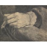 *British School. Study of a cleric's left hand, circa 1850-75, black chalk on wove paper, signed