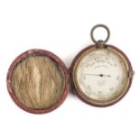 *Barometer. A Victorian pocket barometer by J. Hicks, London, the 45mm circular silvered dial with