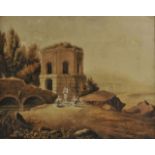 *English School. View in the Roman Campagna, circa 1780-1800, watercolour on paper, showing four