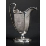 *Cream Jug. George III silver helmet shape cream jug, by Henry Chawner, London 1789, engraved with