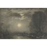 *Hyde (William, 1859-1925). Sheep by moonlight, circa 1900, charcoal on paper, signed lower right,