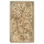 *Ivory. Deposition from the Cross, 19th century, a carved ivory plaque, initialled R.I. lower right,