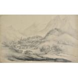 *Cunningham (Richenda, 1782-1855). Schwytz, August 17, 1820, pencil landscape on thick Bristol Paper