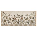 *Embroidery. Embroidered apron panel, English, late 17th/early 18th century, a large portion of
