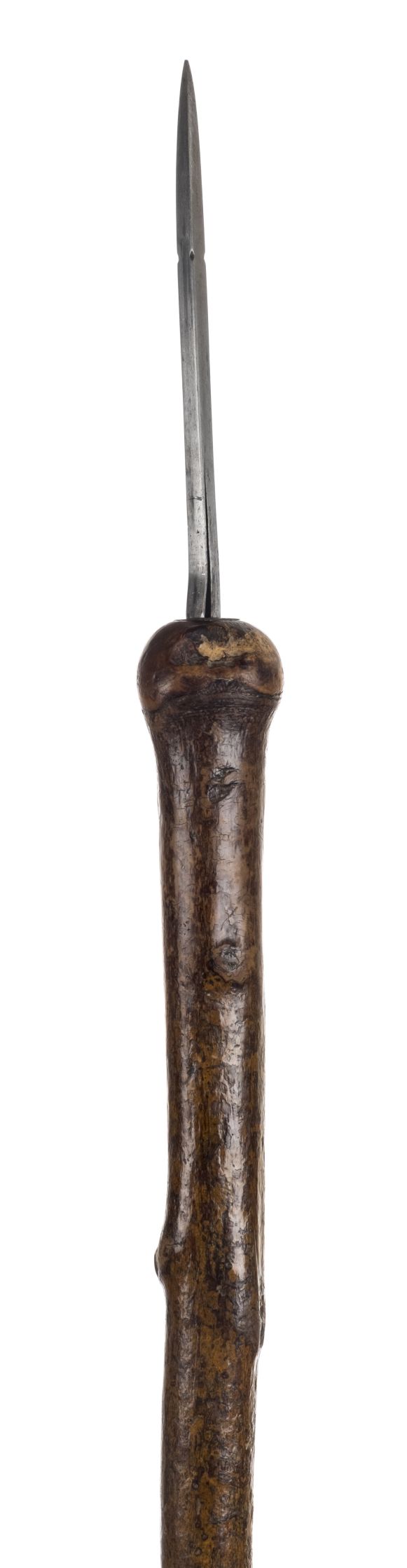 *Walking Stick. 19th century walking stick, with natural shaft and knop concealing a square steel