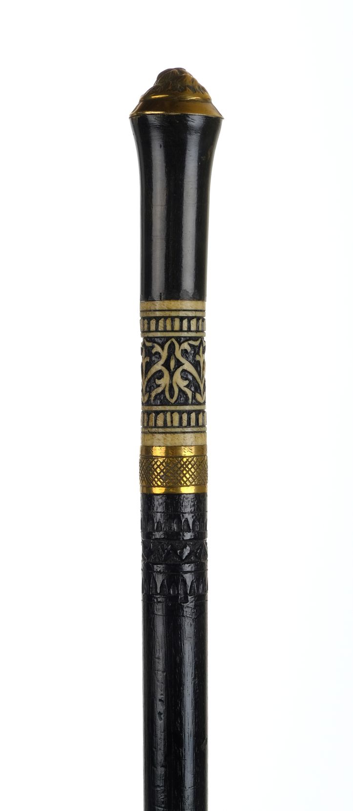 *Walking Stick. 19th century Colonial Indian sword stick, the ebony shaft with carved bone handle - Image 2 of 5