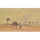 Tilche (Otto, circa 1821-1894). Desert scene with camels and faluccas, watercolour on paper,