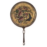 *Fire screen. A hand-held face screen, Chinese, early 20th century, fabric screen of circular form