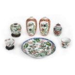 *Mixed Oriental. A collection of Chinese Famille Verte porcelain, including a pair of 18th century