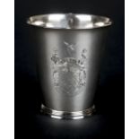 *Beaker. Silver conical shape beaker by Spink & Sons, London 1977, finely engraved with the coat