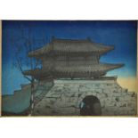 *Kennedy (M., 20th century). Tei Dai Mon (East Gate), Seoul, Korea, circa 1920s, colour woodcut,