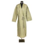 *Dressing gown. A hand-quilted gentleman's dressing gown, Edwardian, a pale green satin dressing