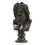 *Grand Tour. A 19th century Grand Tour bronze bust of Socrates, modelled after the antique, 14.4cm