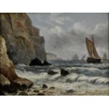 *Taylor (Walter, 1860-1943). Seascape, 1885, oil on board, showing ships in stormy waters, signed