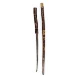 *Walking Stick. 19th century Japanese swordstick, the handle and shaft wrapped in Birch bark and