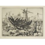 *Sauter (Rudolph Helmut, 1895-1977). Wrecks, Abandoned, & Ronda, 1930, 3 etchings on laid paper, the