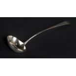 *Soup Ladle. George III silver soup ladle, London 1800, maker's mark worn, plain form engraved