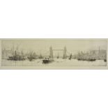 *Langmaid (Rowland, 1897-1956). Tower Bridge, & London Bridge, two drypoint etchings, each signed in