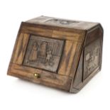 *Coal Box - Irish Home Rule. An Irish coal or peat box, circa 1912, with carved satirical panels
