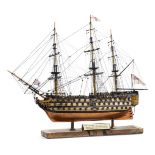 *Model Ship. A fine wooden model ship of HMS Victory, built to a high standard, mounted on a base