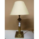 *Lamp. Victorian brass table lamp, of lobed form with square base, 63cm high (1)