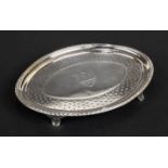 *Card Tray. A George III silver card tray by Henry Chawner, London 1790, of navette form centrally