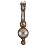 *Barometer. Victorian rosewood and mother of pearl wheel barometer by Fontana, High Wycombe, with