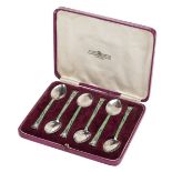 *Spoons. A set of six Art Deco silver coffee spoons by Alexander Clark & Co Ltd, London 1930, each