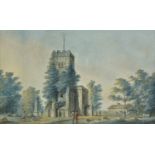 *English School. Stanmore Church, Middlesex, late 18th century, pen, ink and watercolour on laid