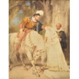 *Westall (Richard, 1765-1836). Nobleman on horseback, offered refreshment by a young lady, pen,